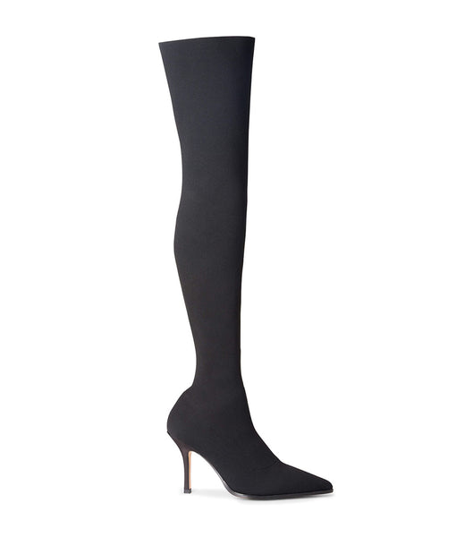 Black Tony Bianco Kori Black Sock Knit 9.5cm Stiletto Boots | YZAVQ30751