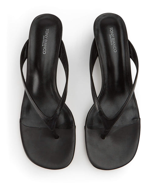 Black Tony Bianco Krista Black Nappa 5cm Thong Sandals | YZAVQ40913