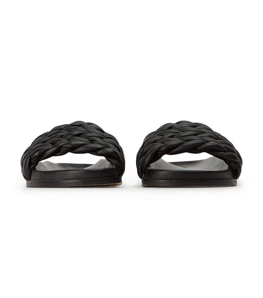 Black Tony Bianco Layton Black Nappa Flat Sandals | ZAXMI98259