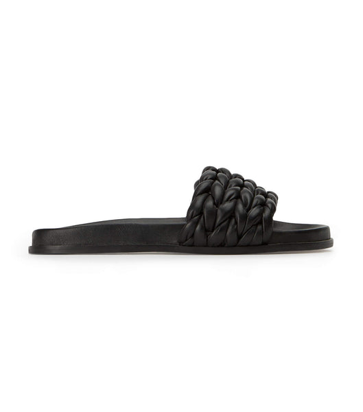 Black Tony Bianco Layton Black Nappa Flat Sandals | ZAXMI98259