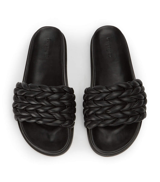 Black Tony Bianco Layton Black Nappa Slides | UZAND30060