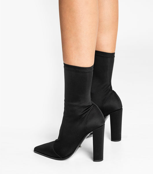 Black Tony Bianco Lila Black Lycra 10.3cm Ankle Boots | UZAND94491