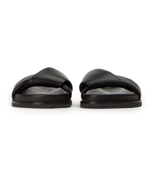 Black Tony Bianco Lora Black Nappa 1.5cm Flat Sandals | BZASO98143