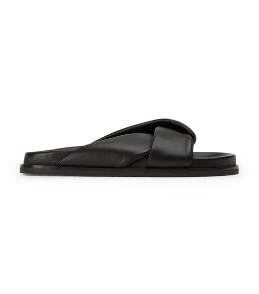 Black Tony Bianco Lora Black Nappa 1.5cm Flat Sandals | BZASO98143