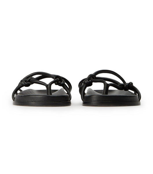 Black Tony Bianco Luelle Black Nappa Flat Sandals | PZAQX99996