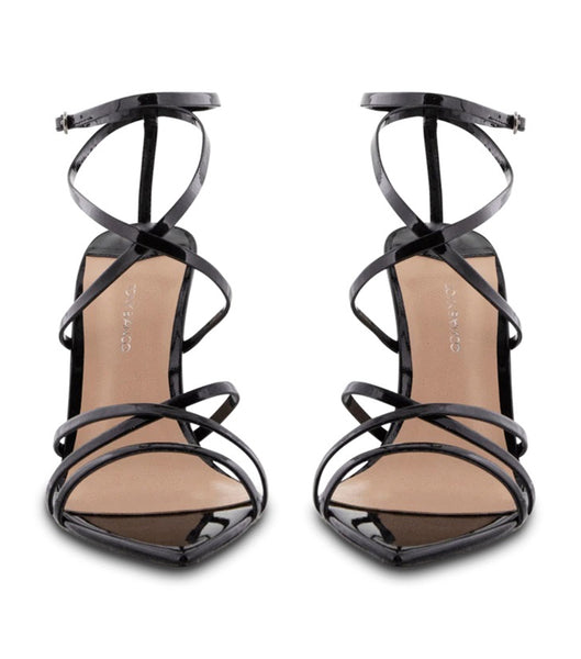 Black Tony Bianco Marcy Black Patent 10.5cm Strappy Heels | ZAXMI82874