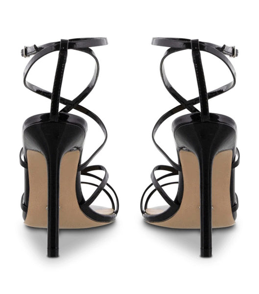 Black Tony Bianco Marcy Black Patent 10.5cm Strappy Heels | ZAXMI82874