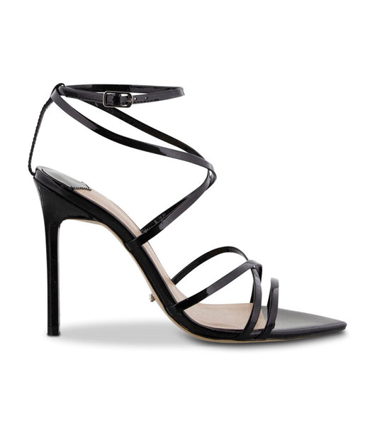 Black Tony Bianco Marcy Black Patent 10.5cm Strappy Heels | ZAXMI82874