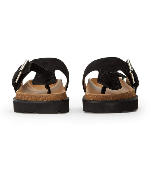 Black Tony Bianco Marlo Black Suede 3cm Flat Sandals | UZATG13265