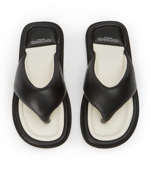 Black Tony Bianco Nikki Black Nappa Thong Sandals | AZAWC43918