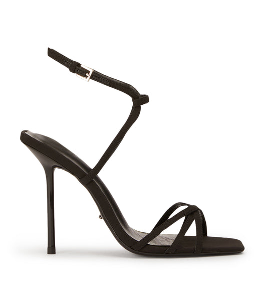 Black Tony Bianco Nomad Black Crepe 10.5cm Strappy Heels | MZAHR73450