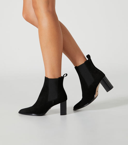 Black Tony Bianco Piston Black Suede 7.5cm Heeled Boots | YZAGT41372