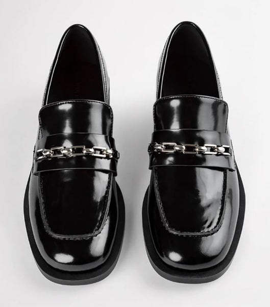 Black Tony Bianco Rebecca Black Hi Shine 2.5cm Loafers | BZASO62731