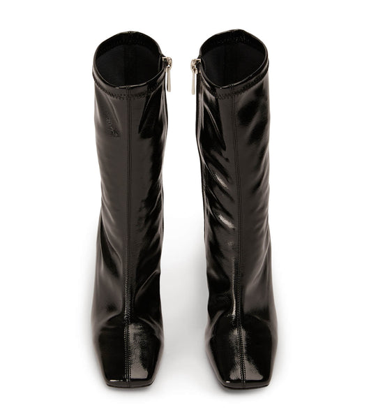 Black Tony Bianco Remie Black Crinkle Patent 10.5cm Stiletto Boots | DZAKV15752