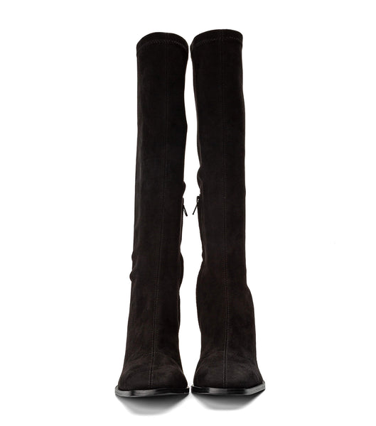 Black Tony Bianco Renae Black Stretch Suede 8.5cm Mid Calf Boots | AZADF18042