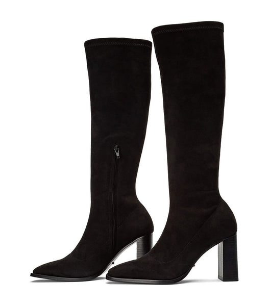 Black Tony Bianco Renae Black Stretch Suede 8.5cm Mid Calf Boots | AZADF18042