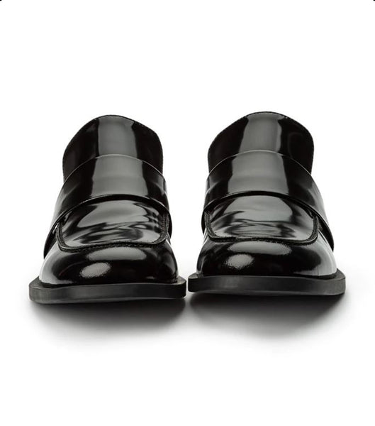 Black Tony Bianco Rovin Black Hi Shine 2.5cm Loafers | ZZAMJ51218