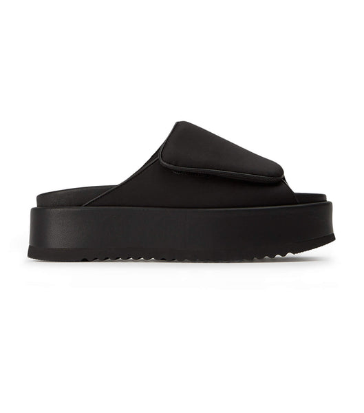 Black Tony Bianco Roxana Black Scuba 6cm Slides | ZAQAV50686