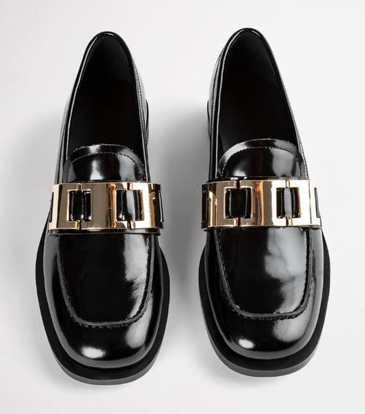 Black Tony Bianco Ruiz Black Hi Shine 2.5cm Loafers | ZAZDE38277