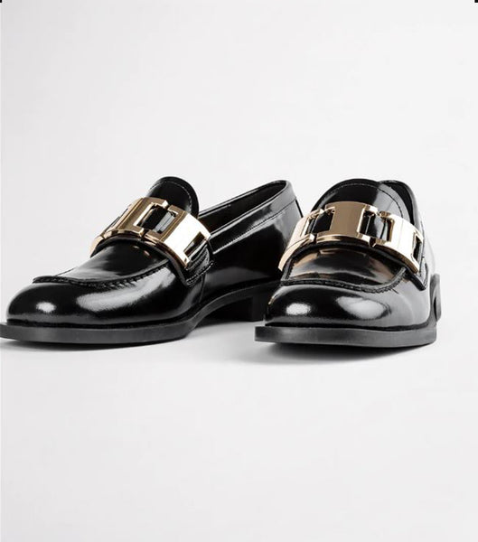 Black Tony Bianco Ruiz Black Hi Shine 2.5cm Loafers | ZAZDE38277