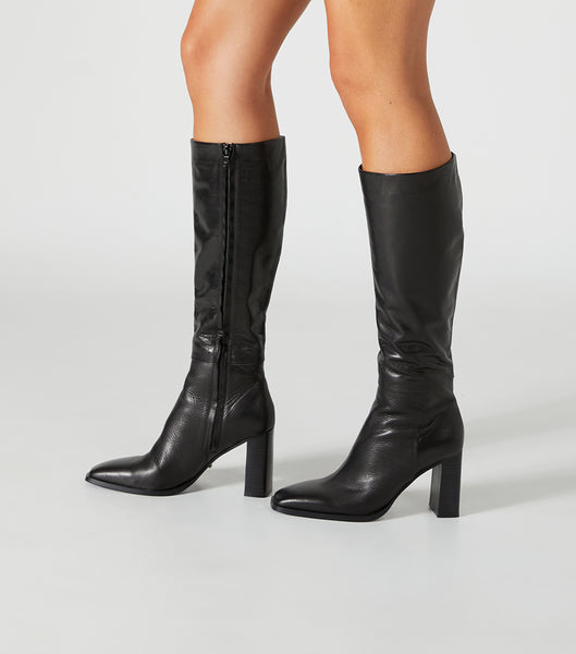 Black Tony Bianco Rylee Black Venice 8.5cm Mid Calf Boots | PZAQX20916