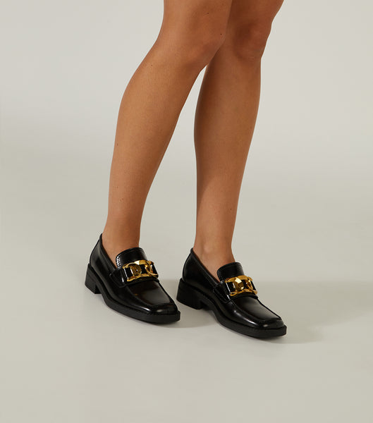 Black Tony Bianco Tia Black Hi Shine 4cm Loafers | MZAFT93886