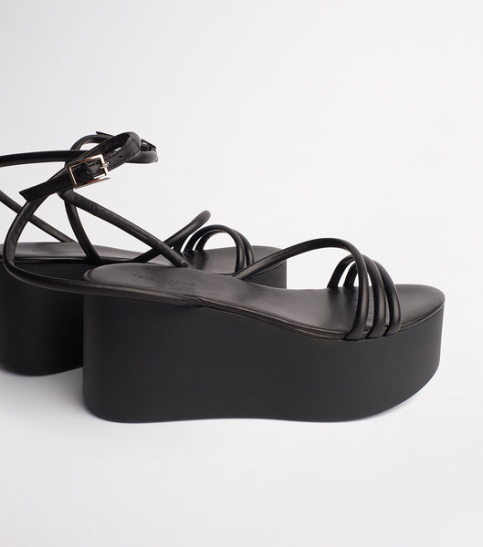 Black Tony Bianco Tory Black Sheep Nappa 9.5cm Strappy Heels | DZAKV70621