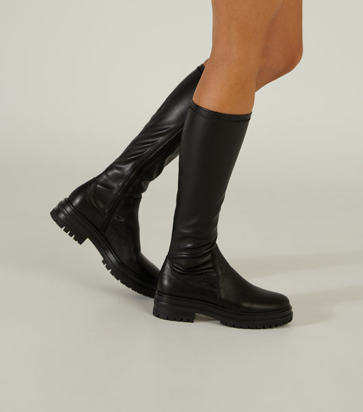 Black Tony Bianco Waze Black Venice/Black Venezia 4.5cm Knee High Boots | AZADF48028