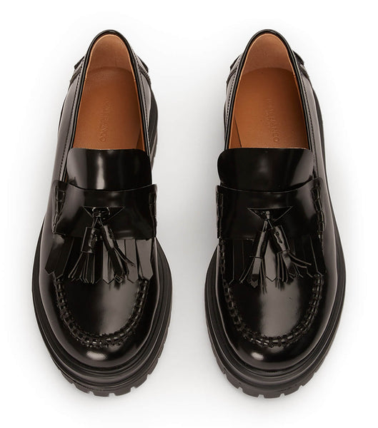 Black Tony Bianco Willow Black Hi Shine 4.5cm Loafers | XZABH92549