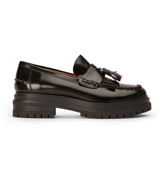 Black Tony Bianco Willow Black Hi Shine 4.5cm Loafers | XZABH92549