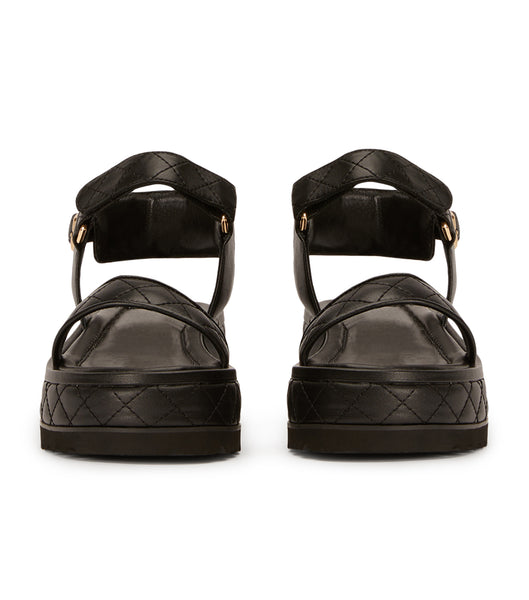 Black Tony Bianco Zahara Black Nappa 6cm Flat Sandals | FZAUI27209