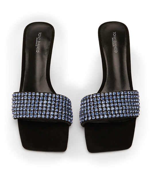 Blue / Black Tony Bianco Amos Blue Crystal/Black Suede 6.5cm Event Heels | PZAER55502