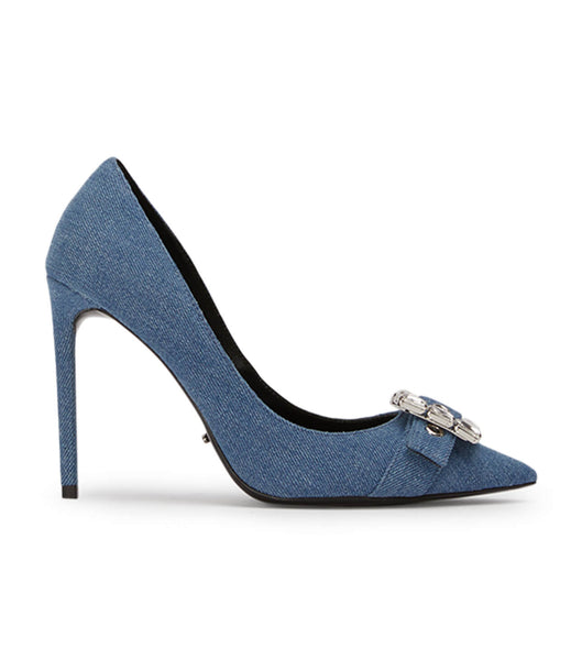 Blue Tony Bianco Abbey Washed Denim 10.5cm Bling Heels | PZAQX86708