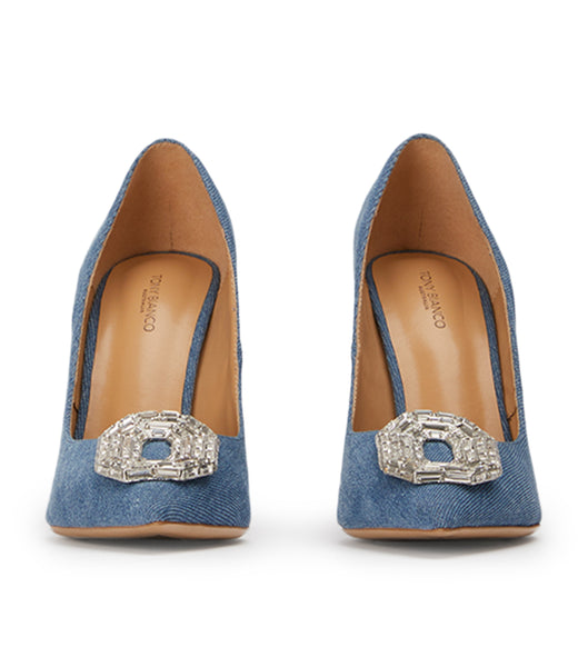 Blue Tony Bianco Alison Washed Denim 10.5cm Court Shoes | TZAWZ49388