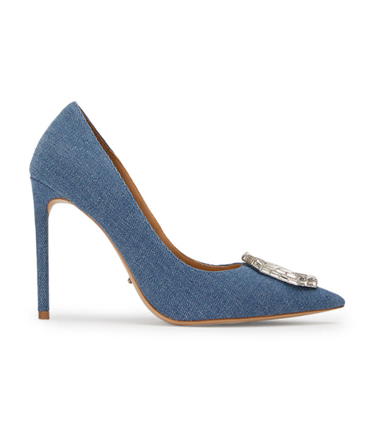 Blue Tony Bianco Alison Washed Denim 10.5cm Bling Heels | ZAEGJ49650