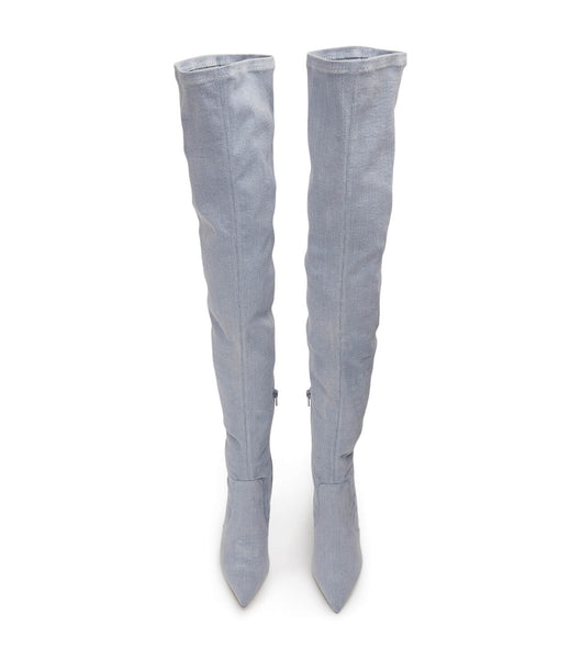 Blue Tony Bianco Avah Denim Stretch 10.5cm Stretch Boots | SZAVO52000