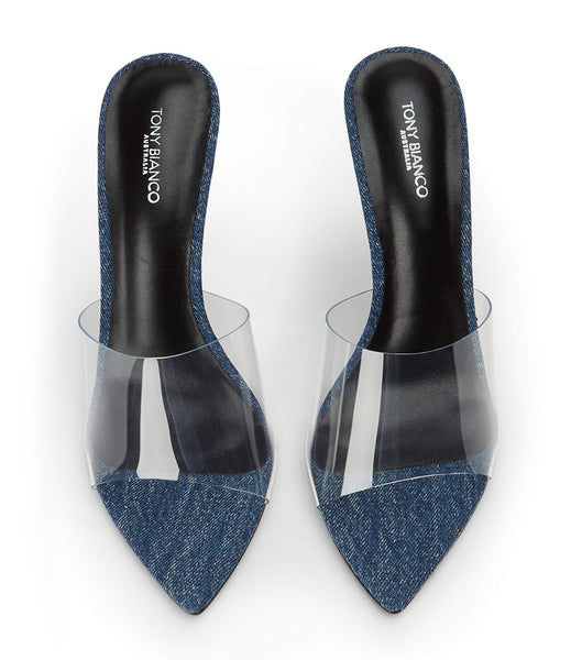 Blue Tony Bianco Mylo Clear Vinylite/Blue Denim 10.5cm Event Heels | BZASD51635