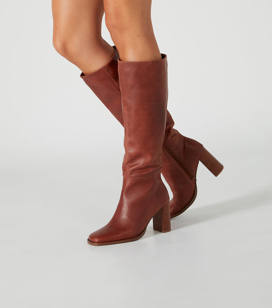 Brown Tony Bianco Asher Cognac 8.5cm Heeled Boots | ZAJKU88931