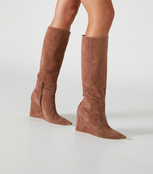 Brown Tony Bianco Drake Saddle Suede 9.5cm Knee High Boots | AZADF54859