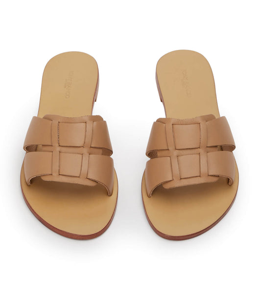 Brown Tony Bianco Force Camel 1cm Flat Sandals | PZAER30077