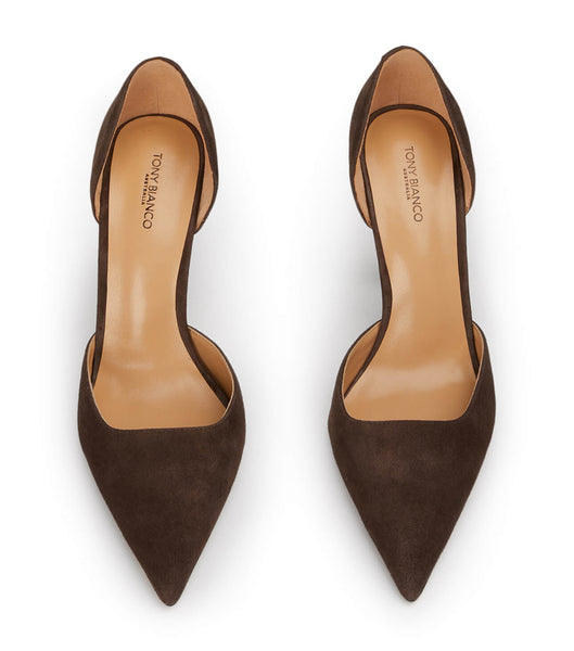 Brown Tony Bianco Gala Espresso Suede 10cm Court Shoes | ZACVG12956