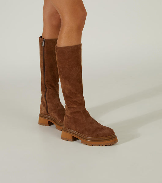 Brown Tony Bianco Hitch Saddle Suede 5.5cm Mid Calf Boots | GZAEC35646