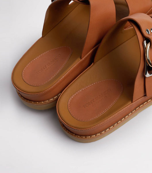 Brown Tony Bianco Hunter Tan Como 3.5cm Flat Sandals | TZAWZ16162