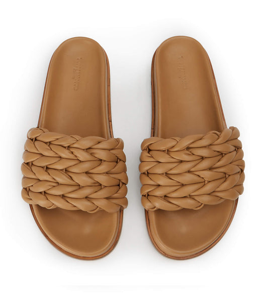 Brown Tony Bianco Layton Biscuit Nappa Flat Sandals | SZAVO52245