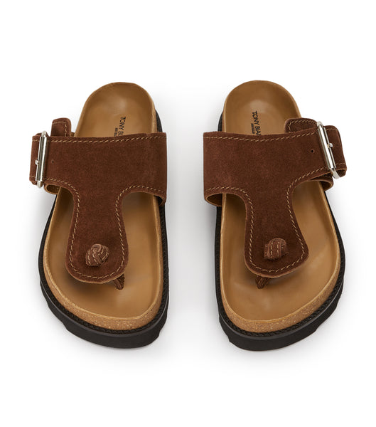 Brown Tony Bianco Marlo Choc Suede 3cm Flat Sandals | XZABH14304