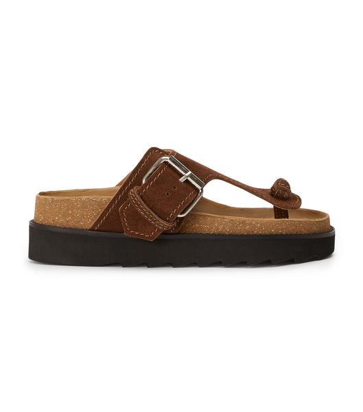 Brown Tony Bianco Marlo Choc Suede 3cm Flat Sandals | XZABH14304