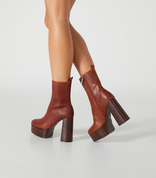 Brown Tony Bianco Tyra Cognac 12cm Heeled Boots | ZANZX75540