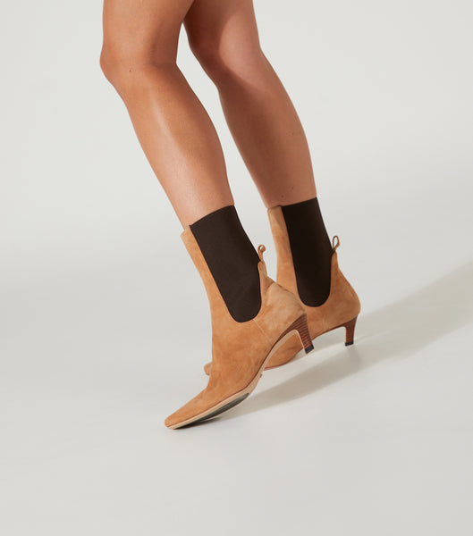 Brown Tony Bianco Verona Butterscotch Suede 5cm Heeled Boots | ZAQAV85171