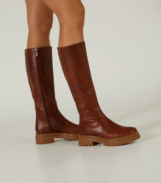 Brown Tony Bianco Wanda Cognac 4.5cm Combat Boots | ZAJKU35304