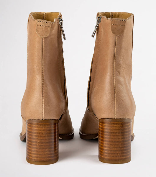 Brown Tony Bianco Westley Caramel Diesel/Choc Wax 6.5cm Heeled Boots | TZAWZ53050